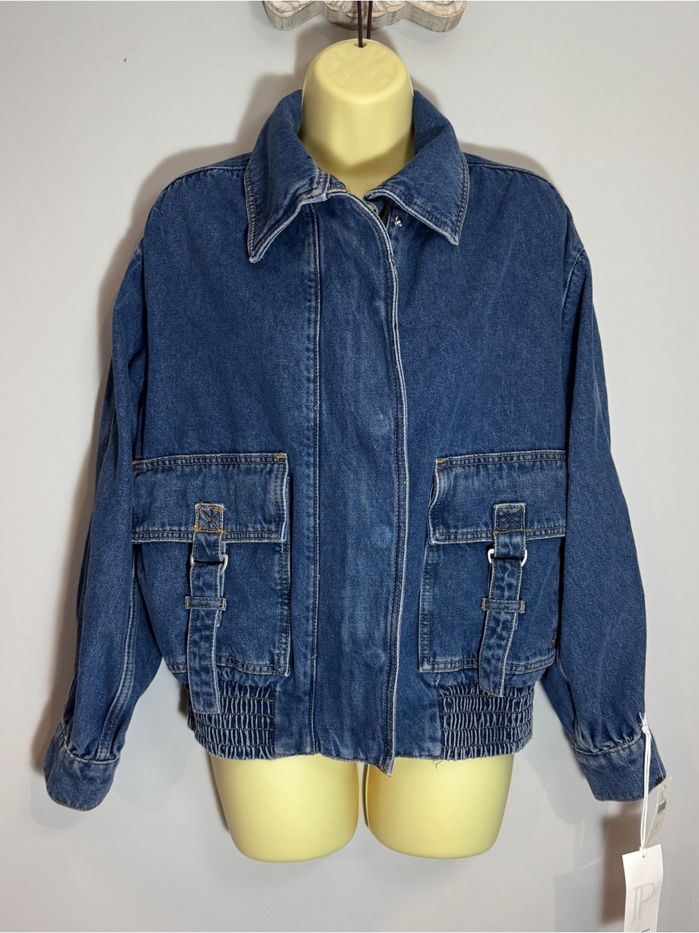 Anthropologie Pilcro Utility Denim Bomber Jacket Oversized Women’s XS NWT - Picture 6 of 15